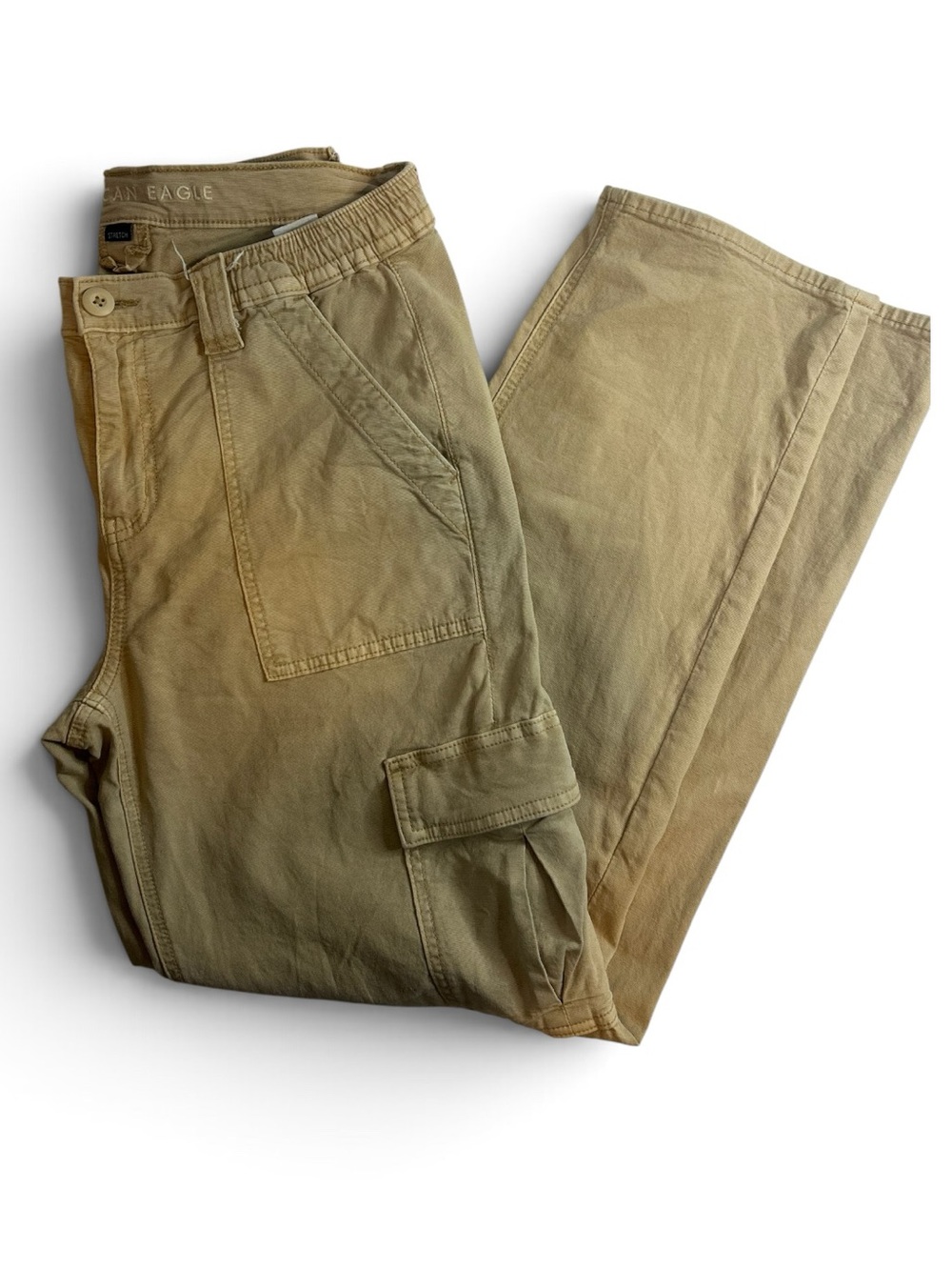 American Eagle Women’s 10 Regular Khaki Cargo Pants Stretch Utility Straight Leg